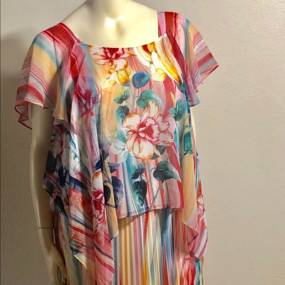 FLOWERED PLEATED SKIRT SUIT - Picture 3 of 8